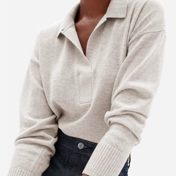 Everlane Cashmere Polo Sweater in Canvas - Picture 1 of 1
